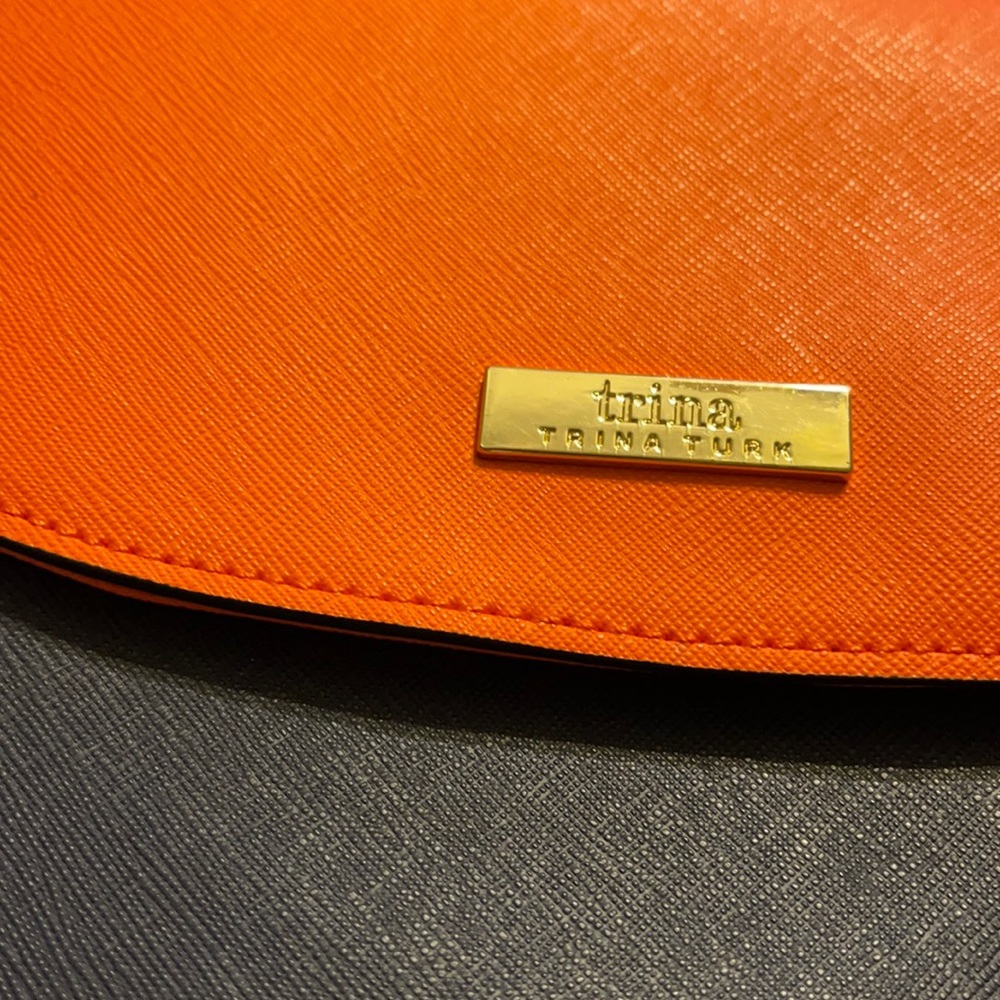Trina Turk Faux Leather Navy blue and orange Crossbody Purse
